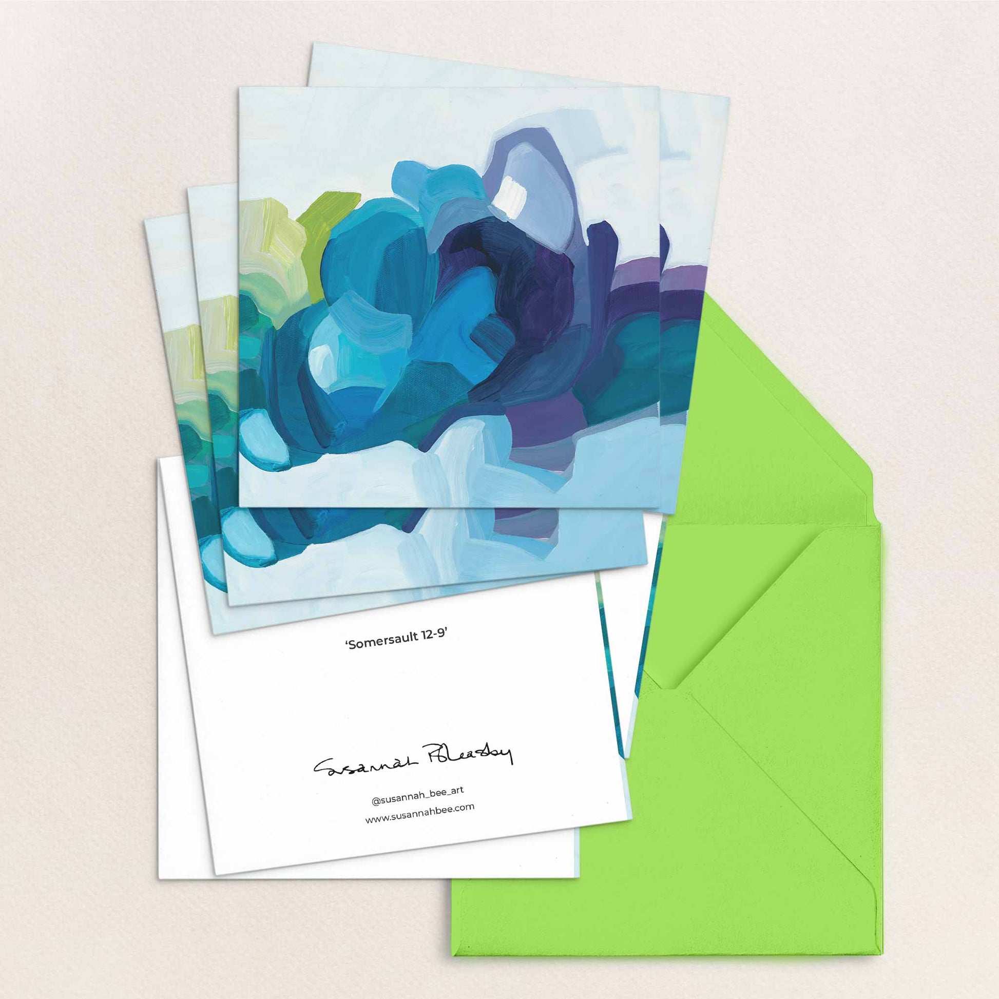 blue green small art cards uk