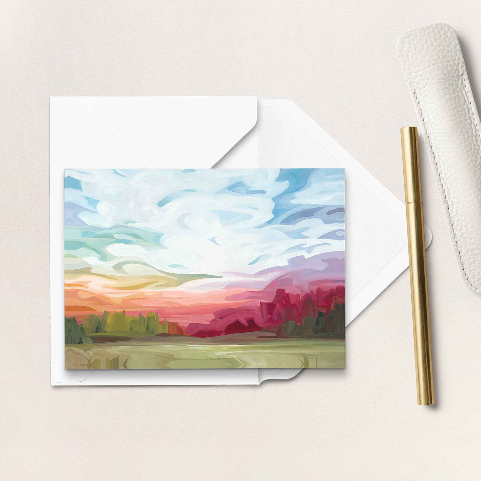 colourful sunrise sky paintng art card