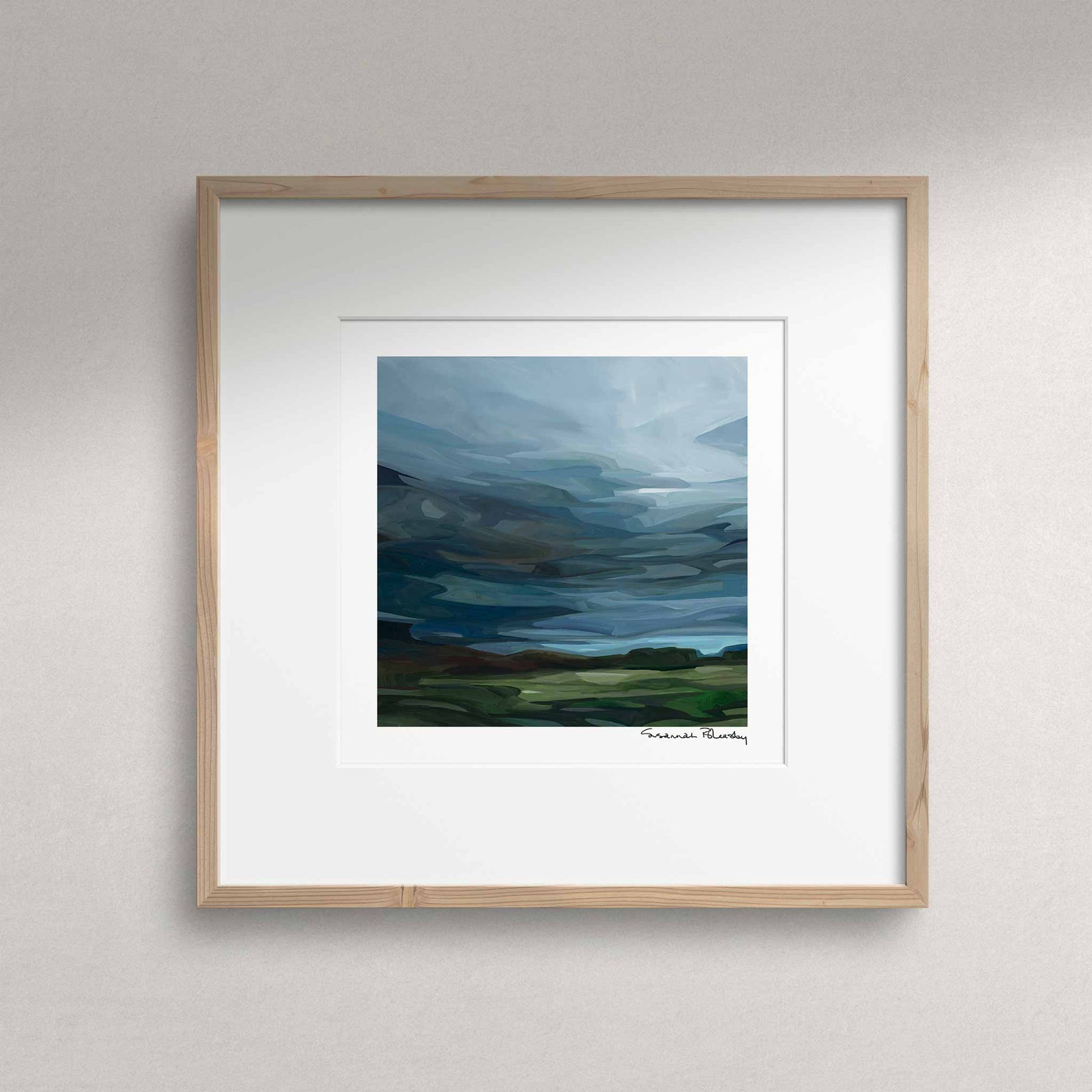 dark blue stormy sky painting wall art print 10x10