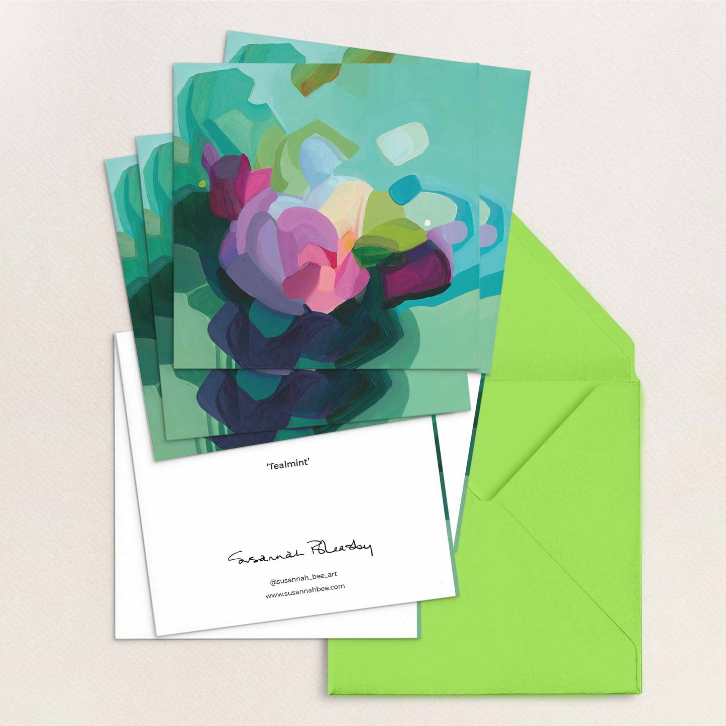 green floral small art cards uk