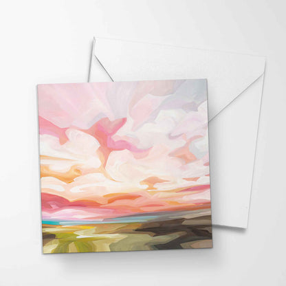 light pink sky art greeting card