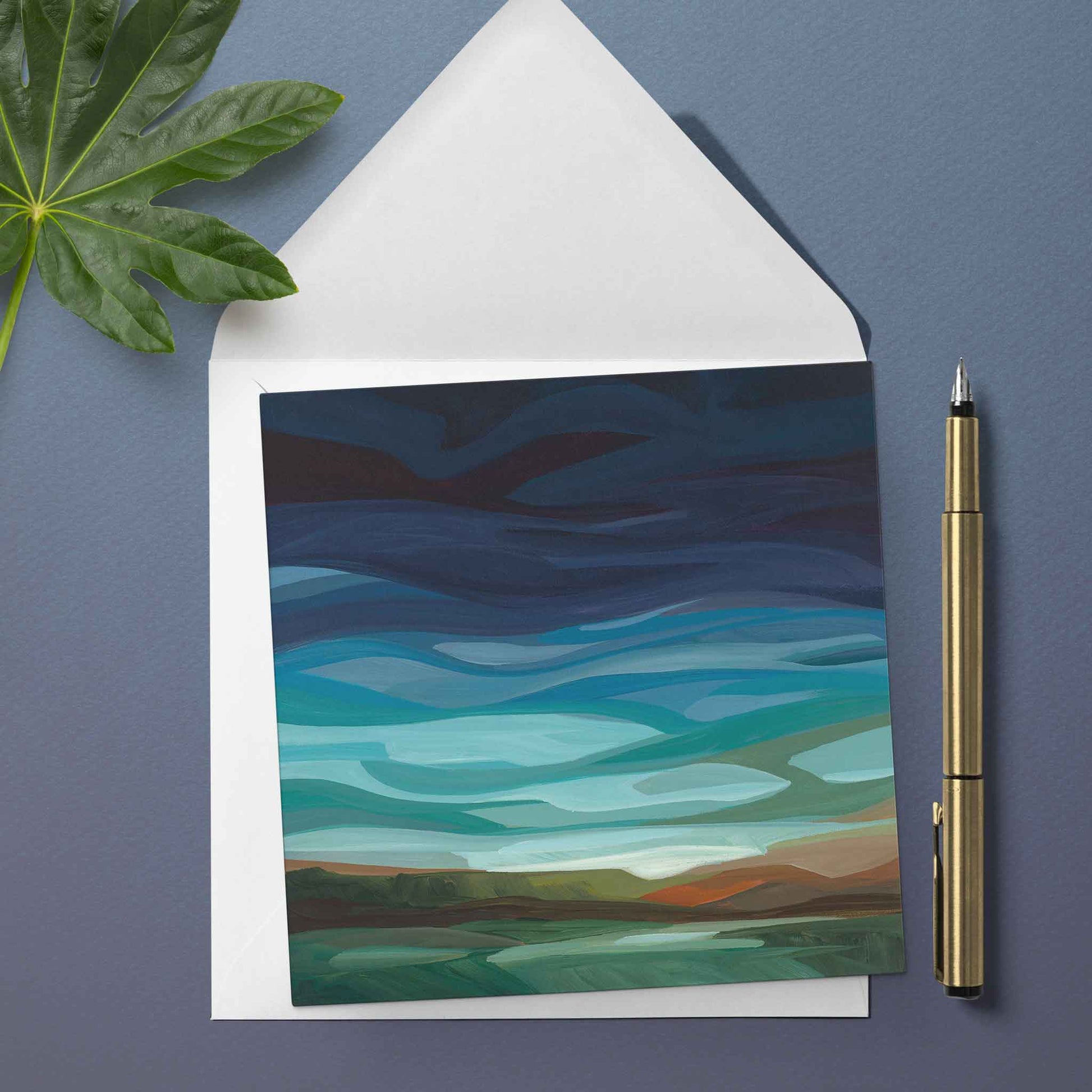 northern lights art greeting card