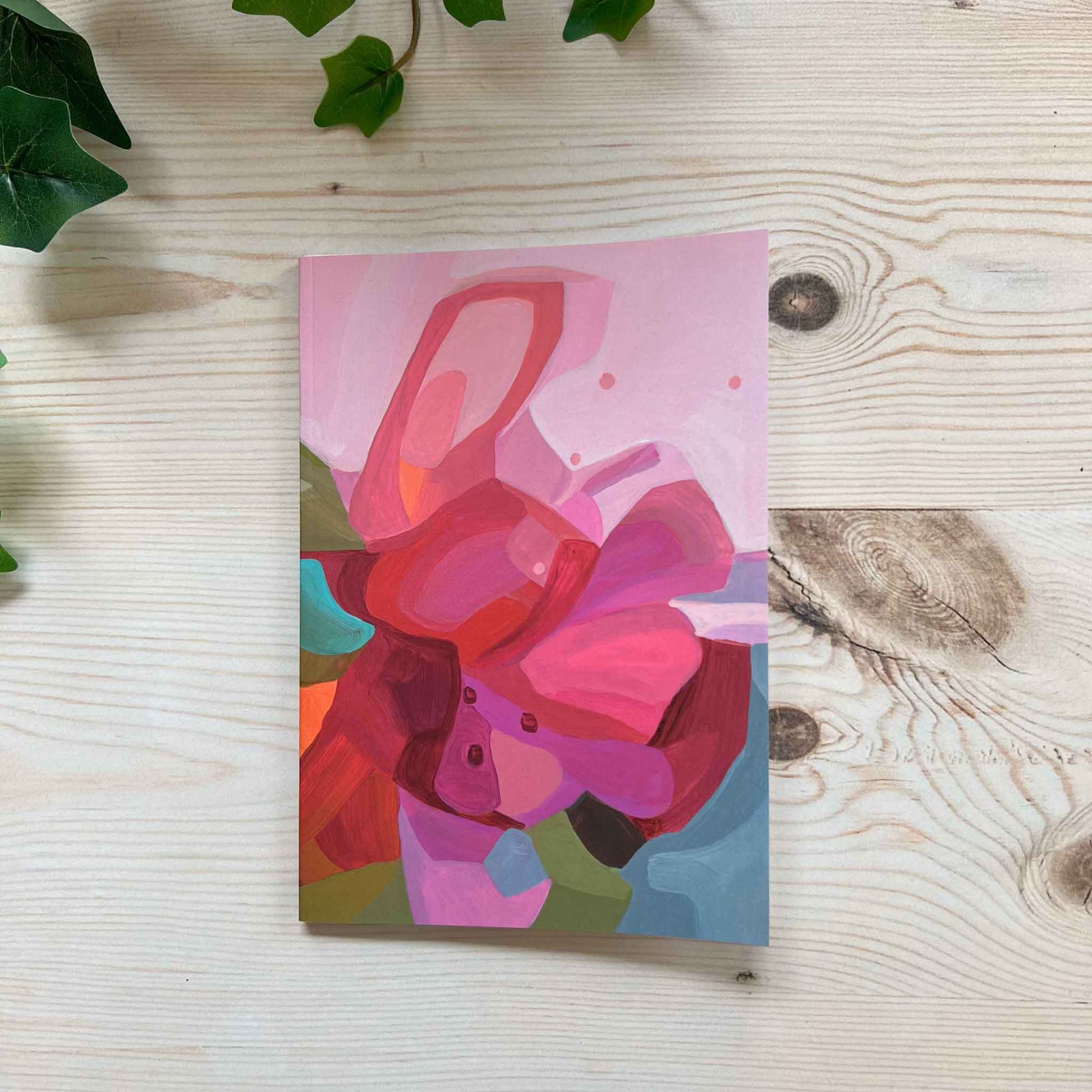 A5 noteook with pink abstract flower design