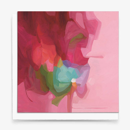pink abstract flower art cards