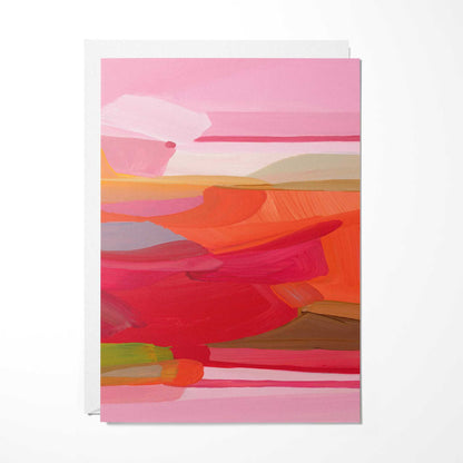 pink abstract stripes double sided art card