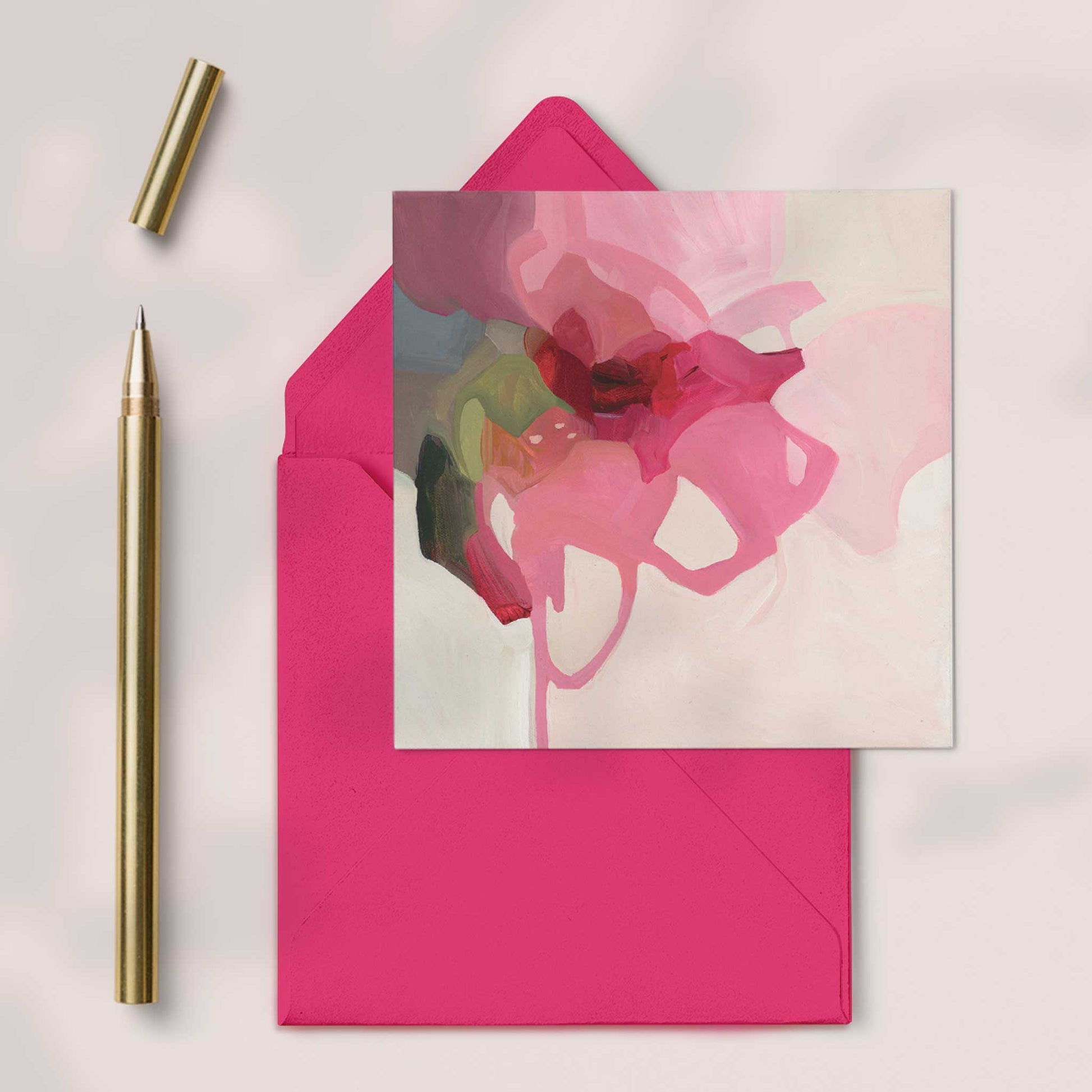 pink floral art greeting cards uk