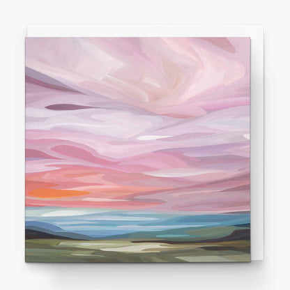 pink sky painting art card