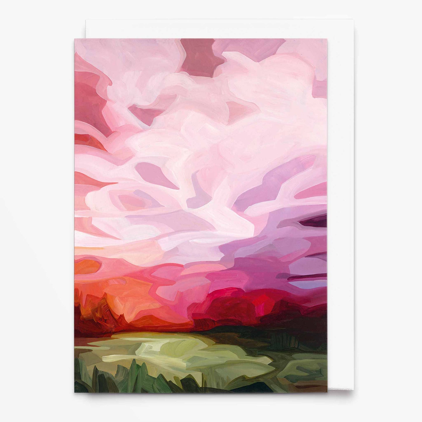 pink sky painting uk art greeting card