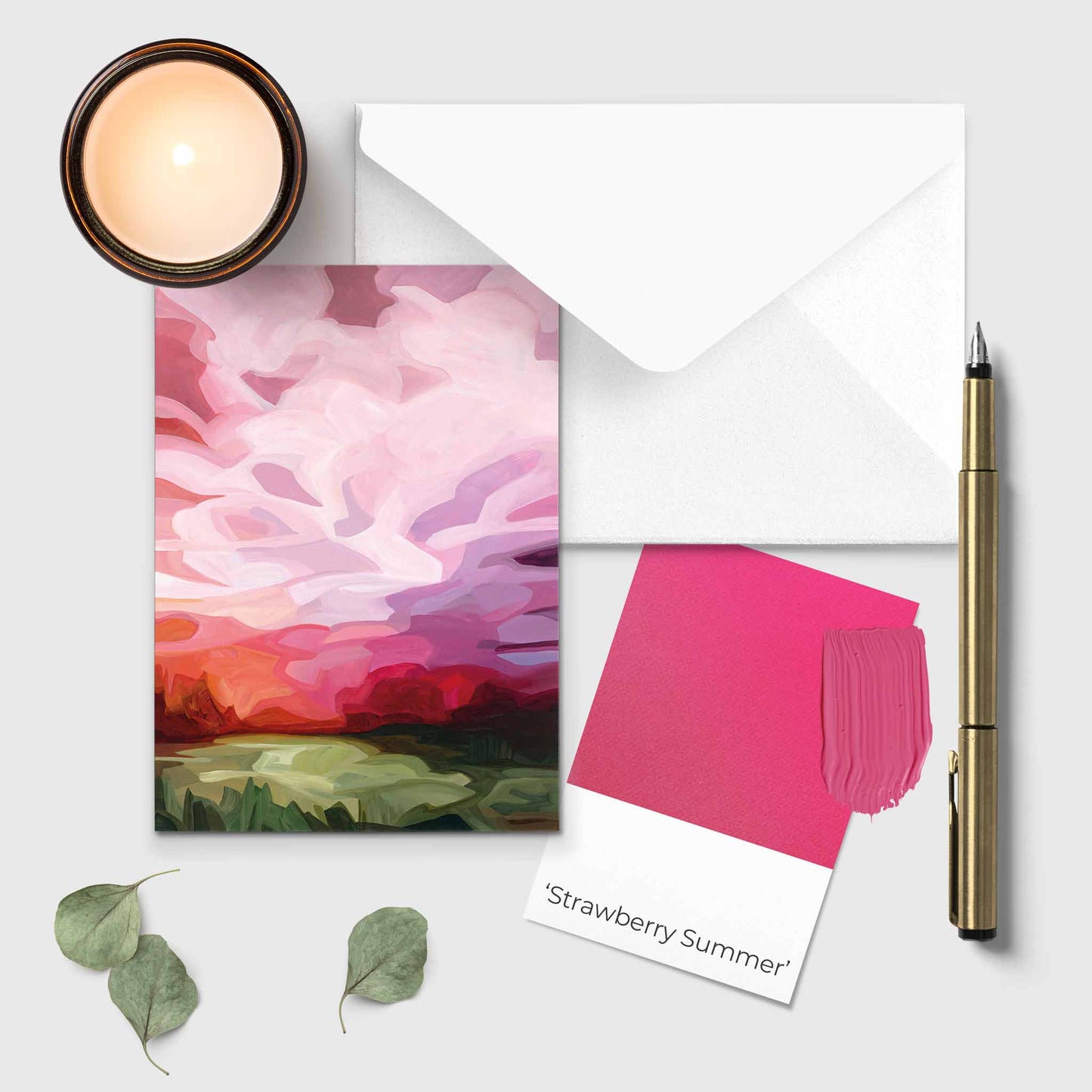 pink sky painting UK wholesale blank art card