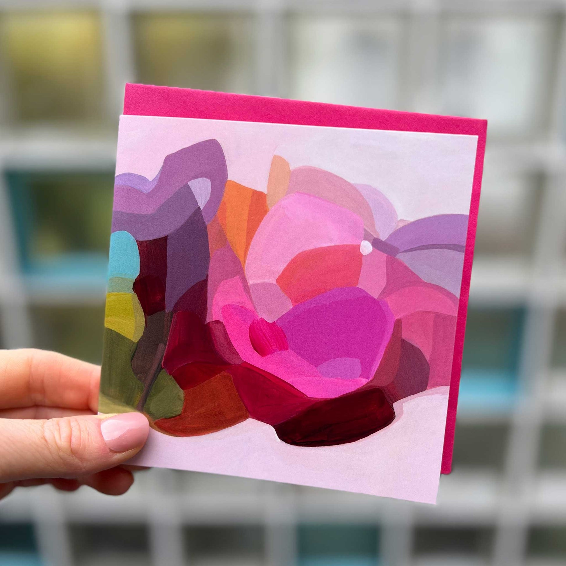 square pink abstract art card uk coolio