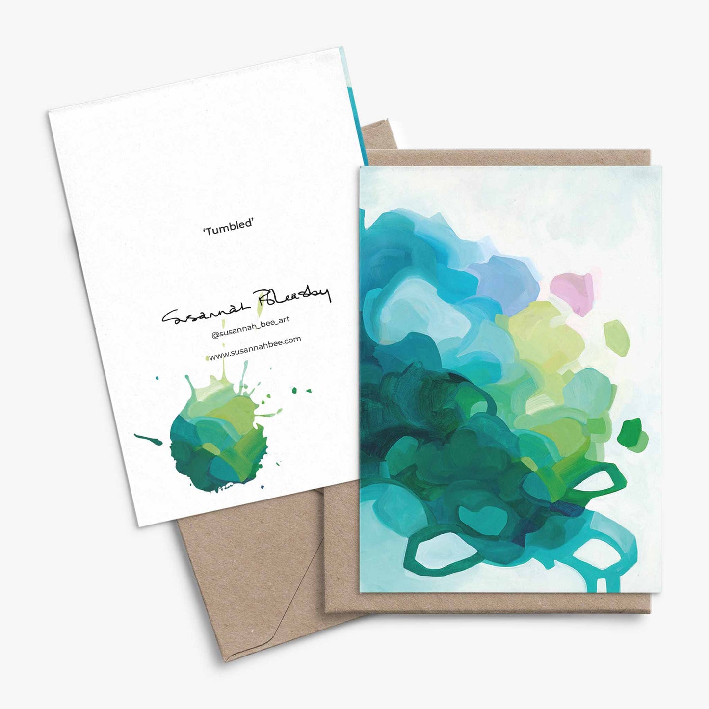 turquoise abstract A6 art cards