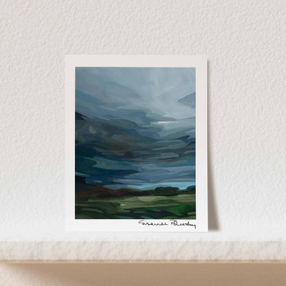 vertical wall art print dark blue stormy sky painting 11x14