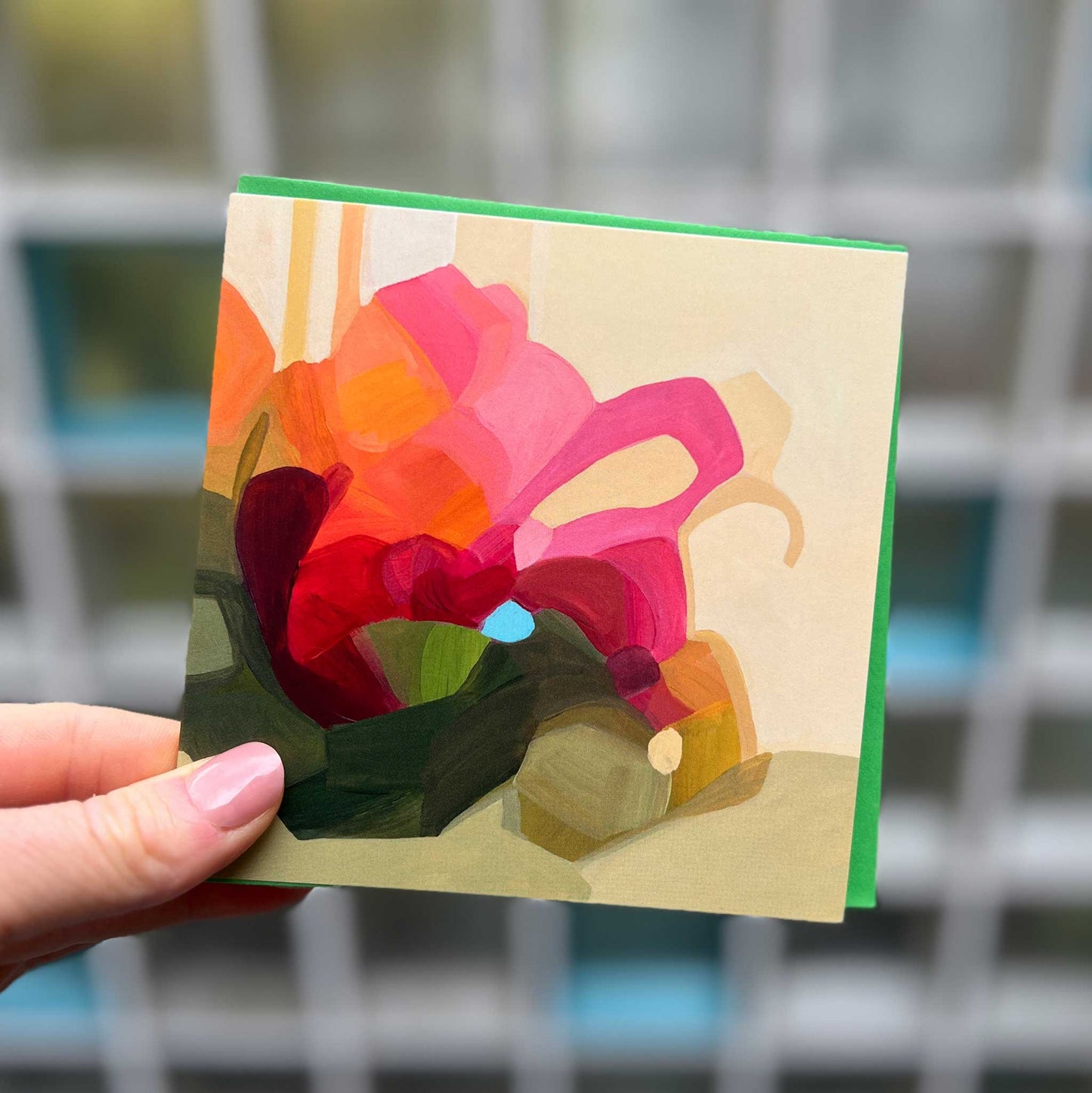 yellow abstract art card uk lemon leaf