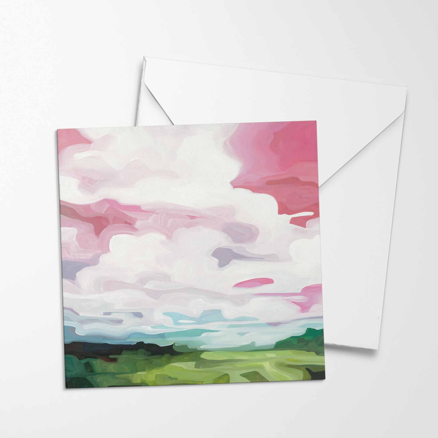 dusty pink sky blank greeting card