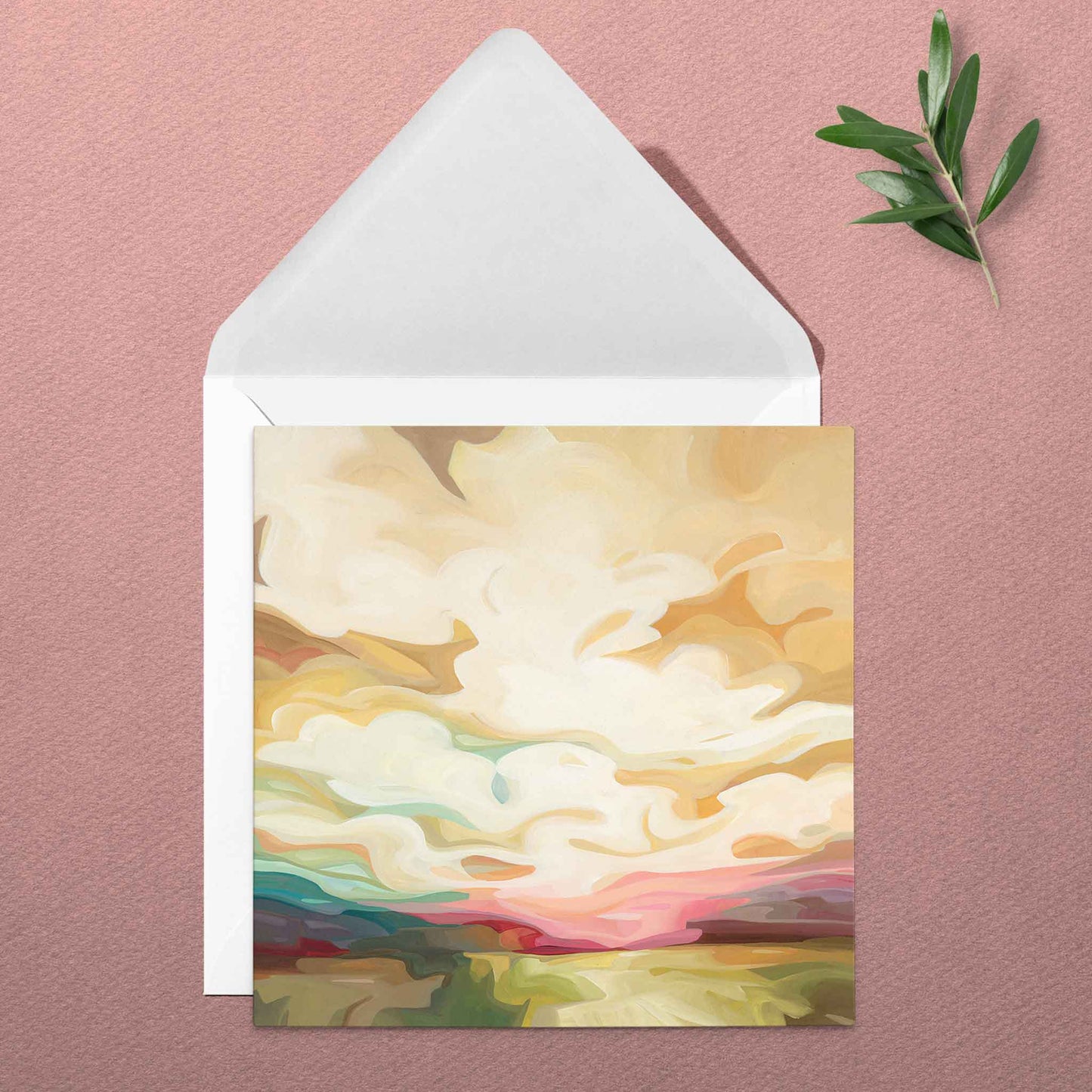 UK fine art greeting card with golden hour painting