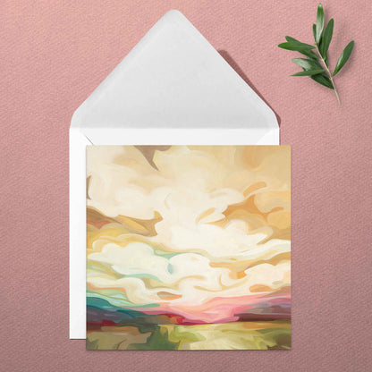 UK fine art greeting card with golden hour painting