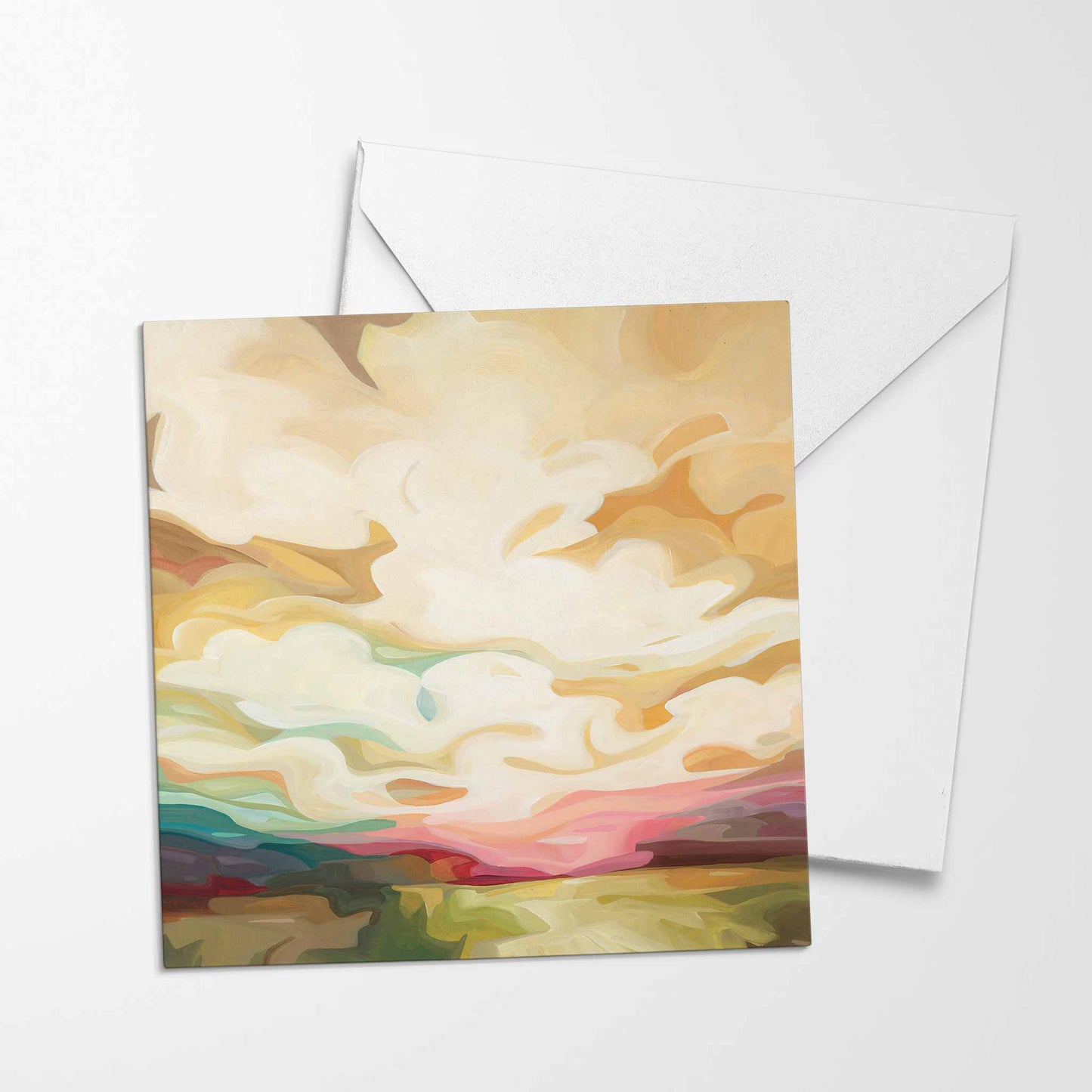 golden sky painting UK blank greeting card