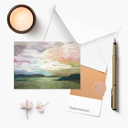 pastel sunset painting blank greeting cards UK