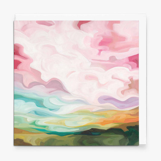 pink pastel sky painting blank art card