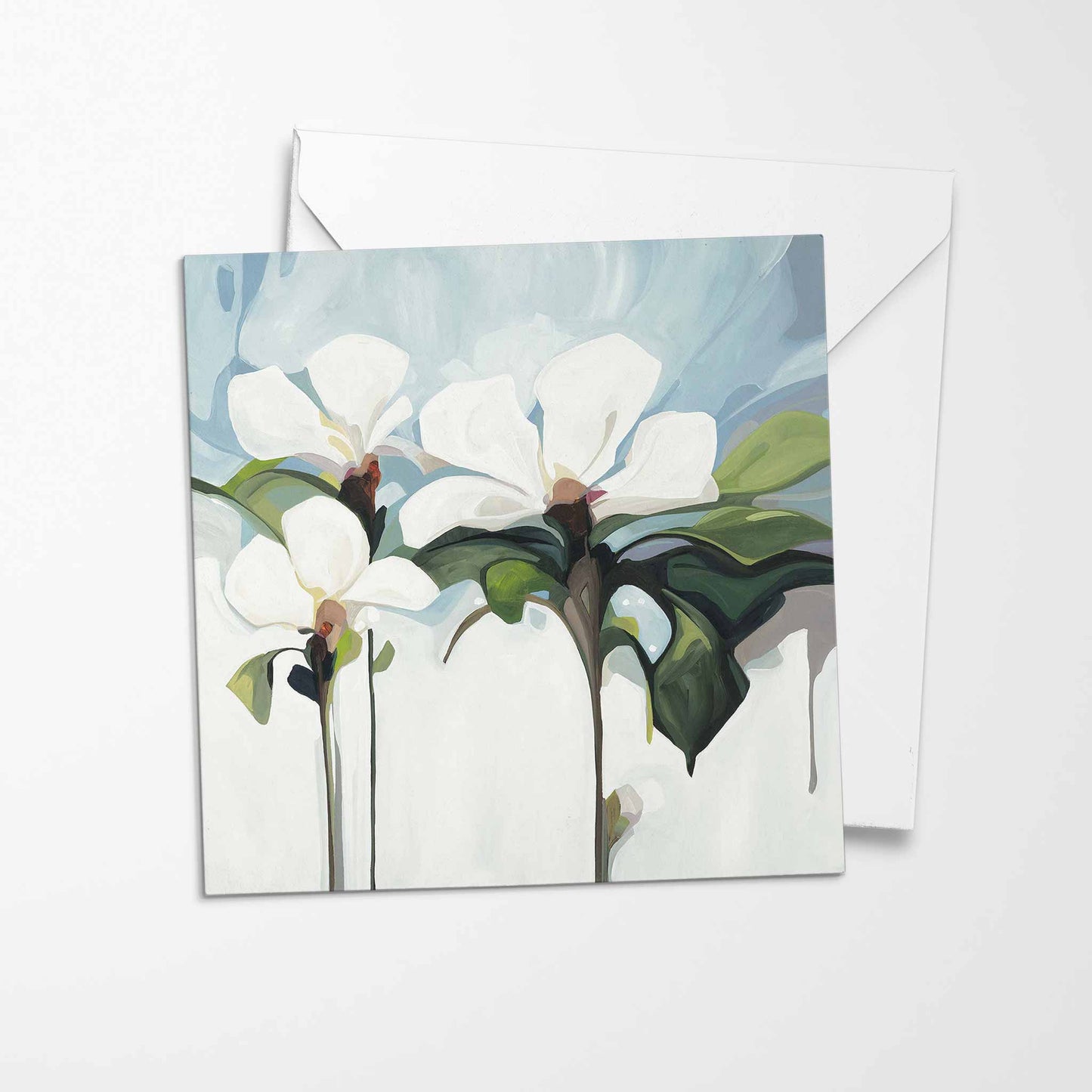 wedding flower greeting card light blue